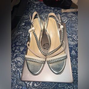Nine West Metallic with espadrille style wedge!   Worn only to try on!